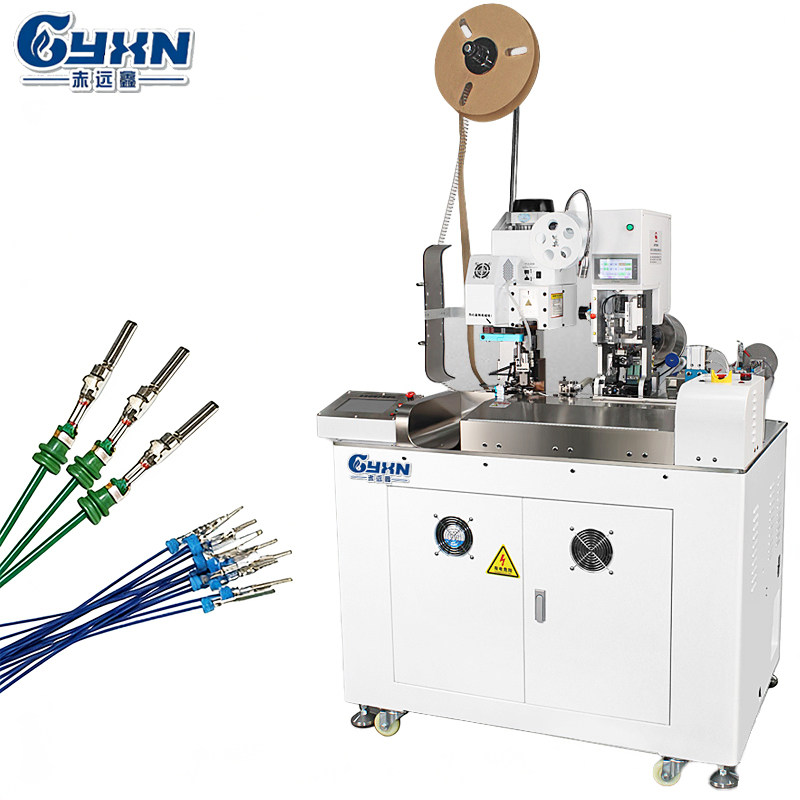 Automatic single end terminal crimping, waterproof plug inserting and single end tin dipping machine